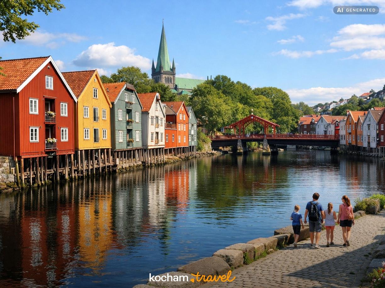 Bakklandet - Urokliwe Stare Miasto dla rodzin w Trondheim
