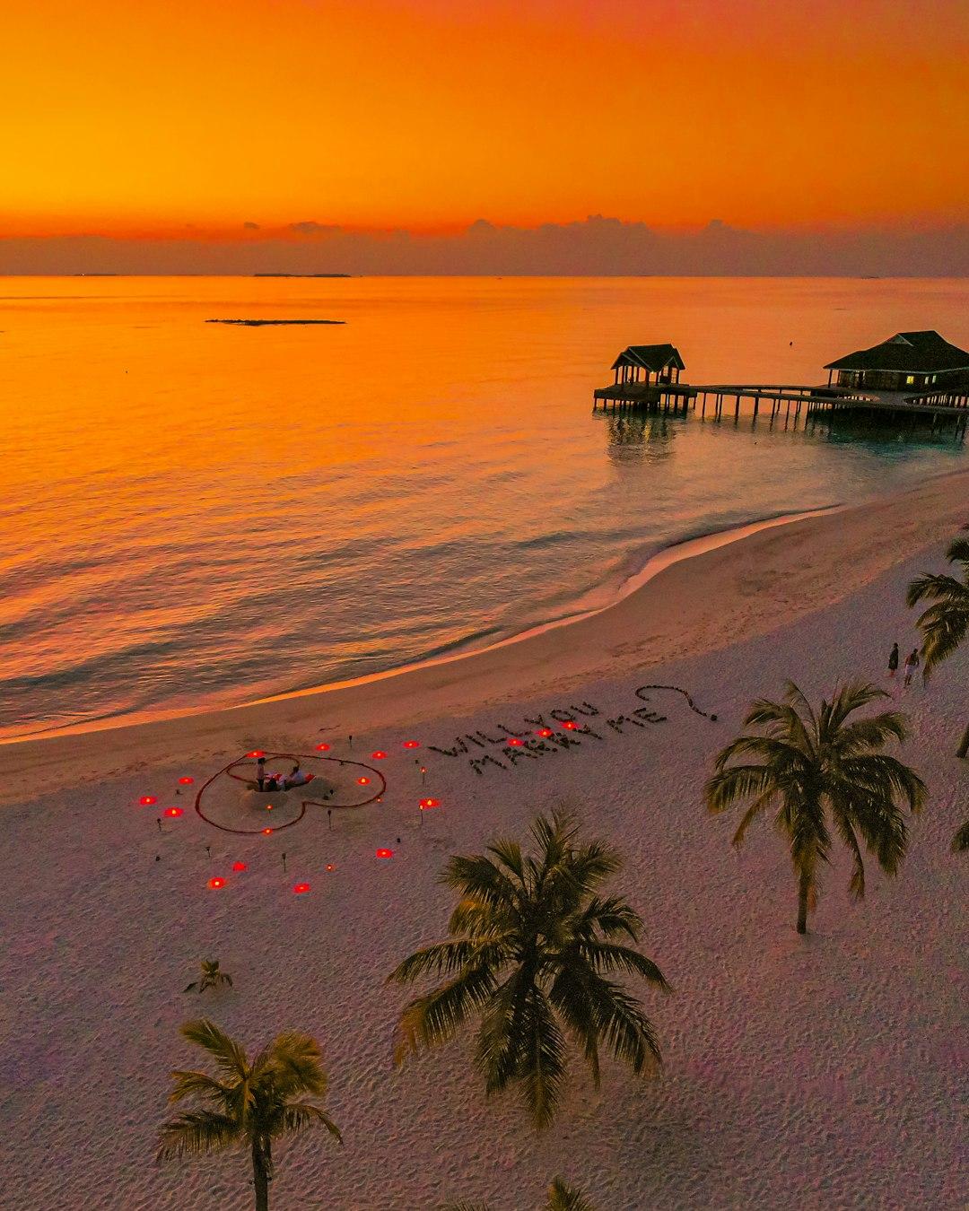 Spokojna plaża w Zanzibarze o zachodzie słońca