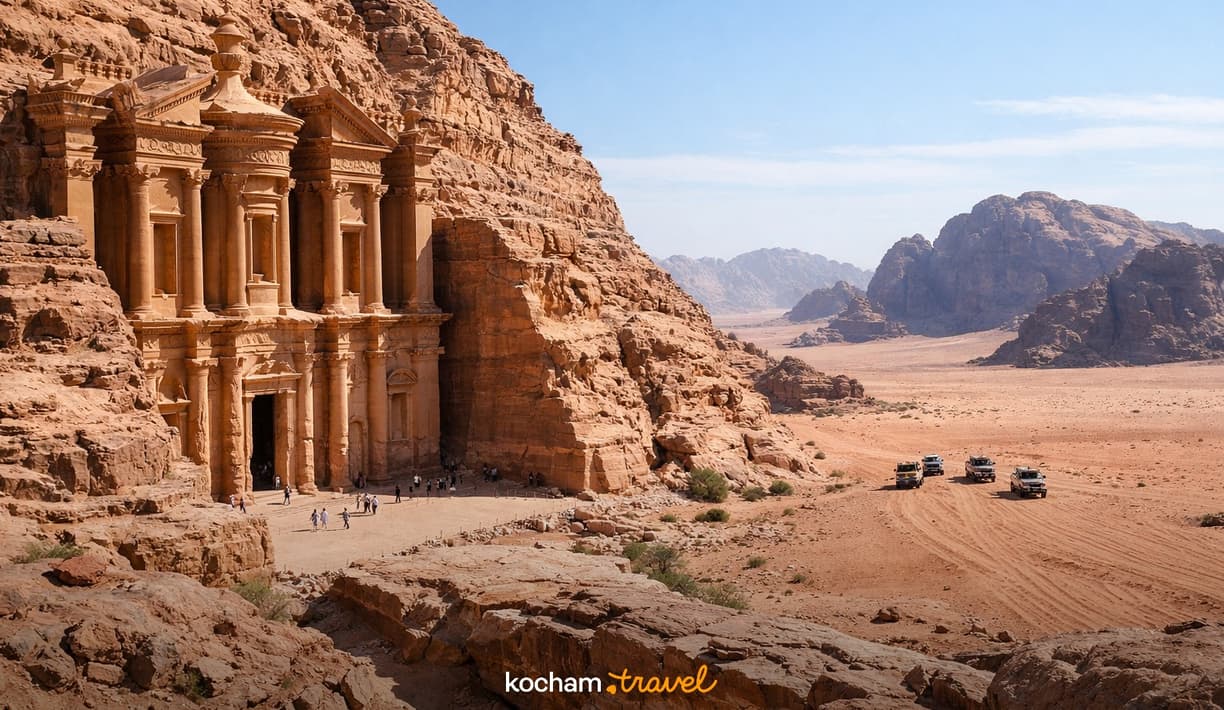 Ilustracja do tematu: Jordania. Wycieczki z Akaby: jak zorganizować jednodniowy wypad do Petry i Wadi Rum?