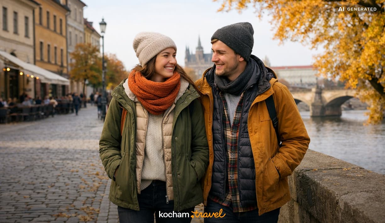Ilustracja do tematu: Jesienny city break z bagażem podręcznym. Jak ubrać się na cebulkę i spakować ciepłe rzeczy na krótki wyjazd?
