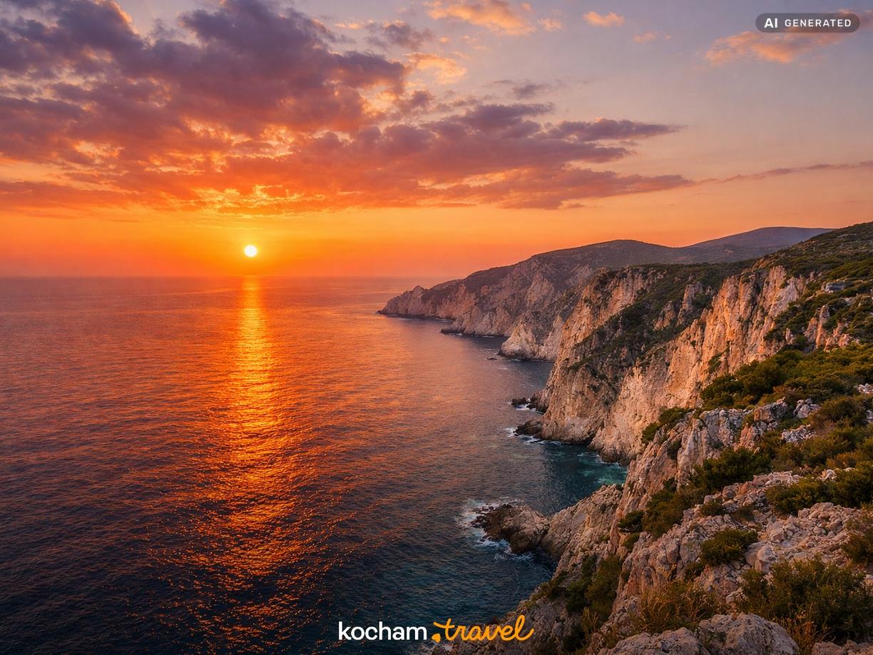Magiczne zachody słońca na zachodnim wybrzeżu w Zakynthos