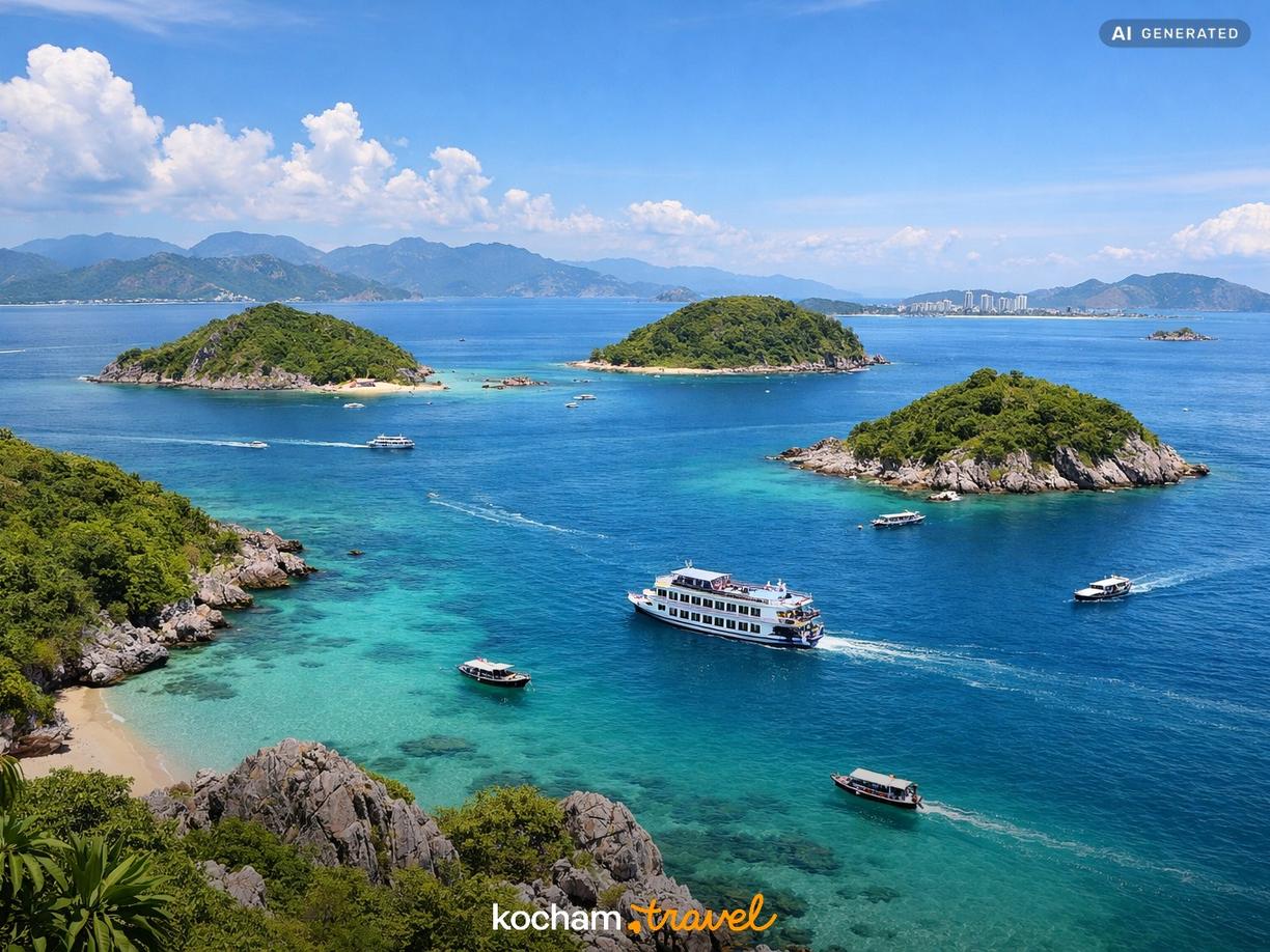 Różnorodny krajobraz i rejsy po zatoce Nha Trang w Nha Trang
