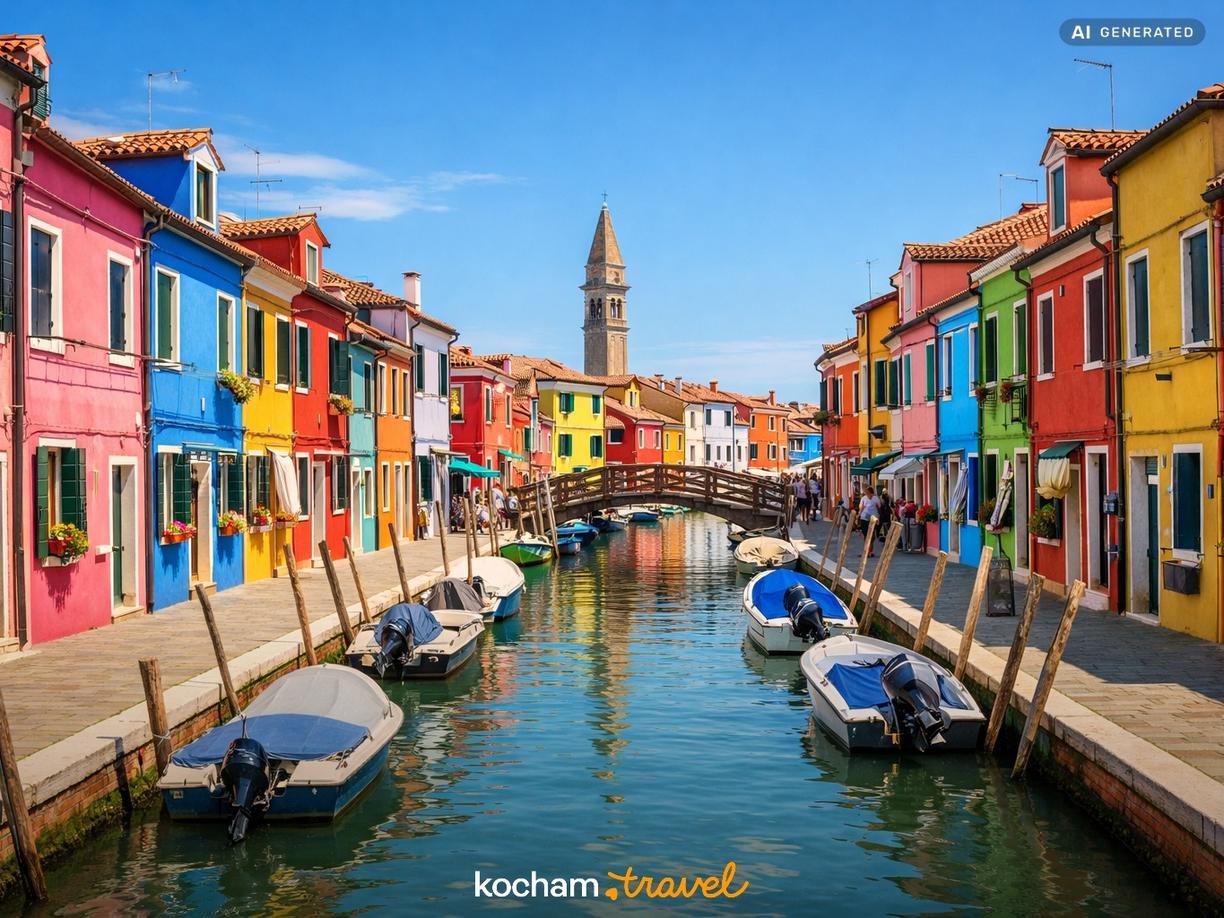 Kolorowe wyspy laguny: Murano i Burano w Wenecja