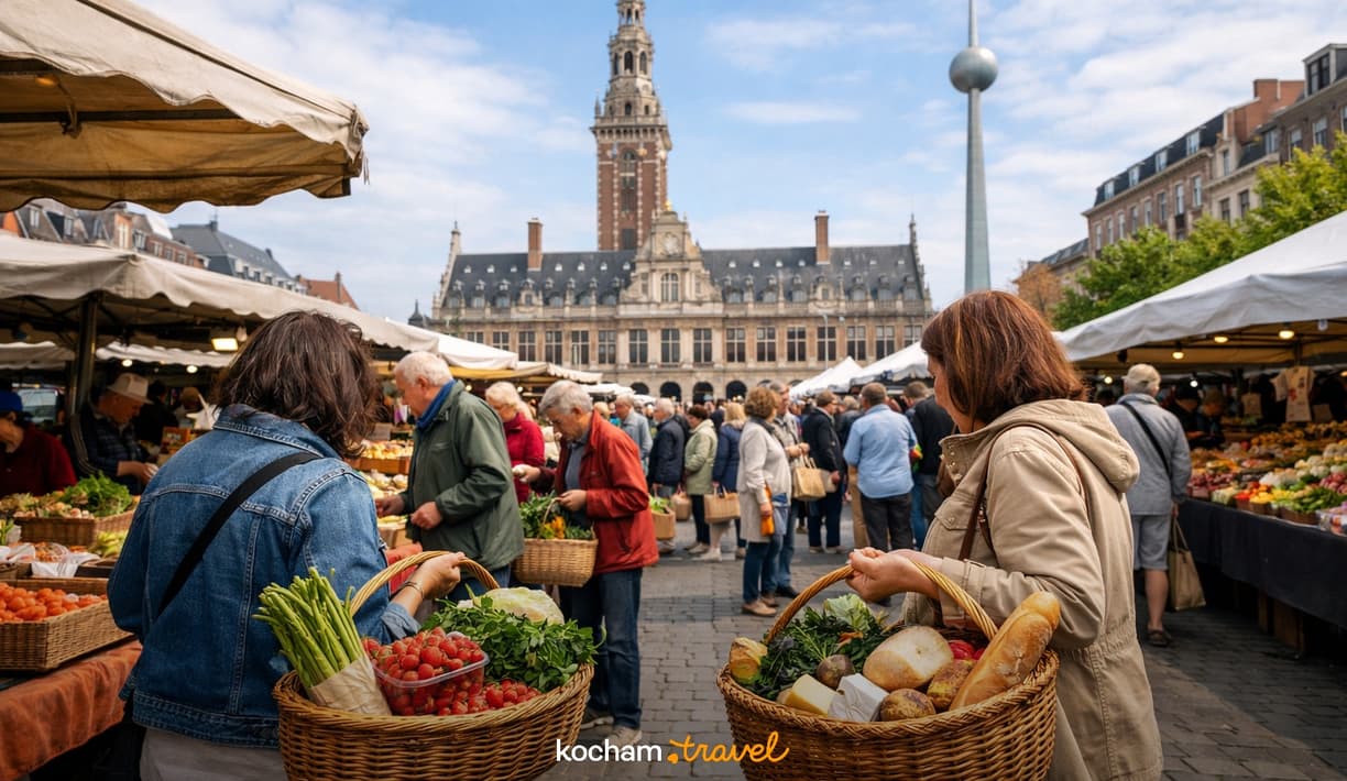 Ilustracja do tematu: Belgia. Piątkowy targ na placu Ladeuzeplein: co ląduje w koszykach mieszkańców Leuven?
