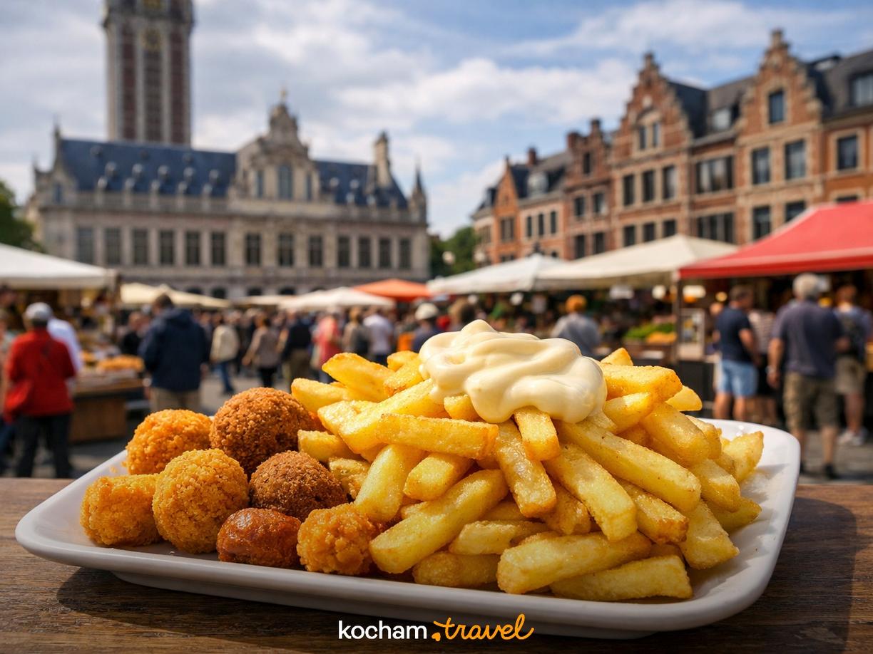 Belgijskie frytki i słone przekąski w Leuven