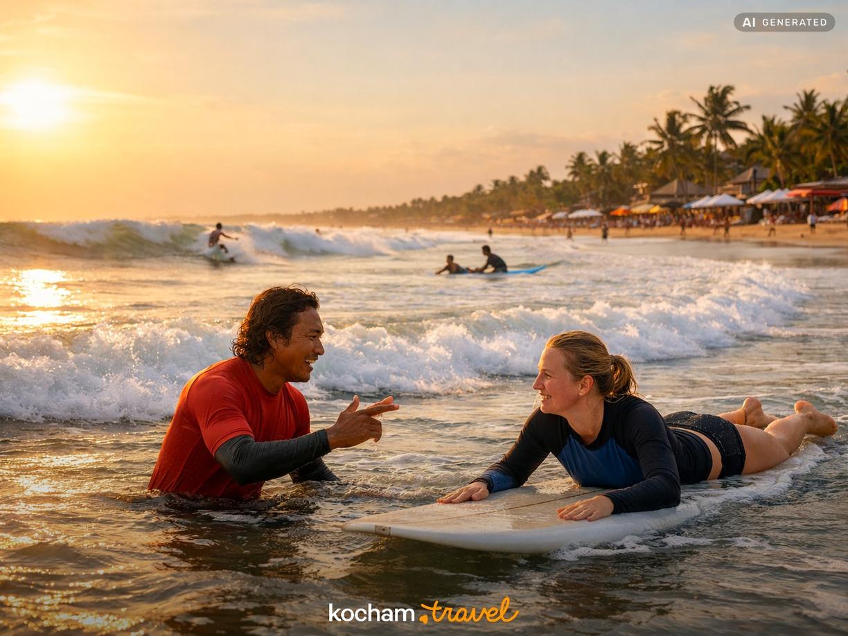 Koszty nauki surfingu: Lekcje z instruktorem w Seminyak