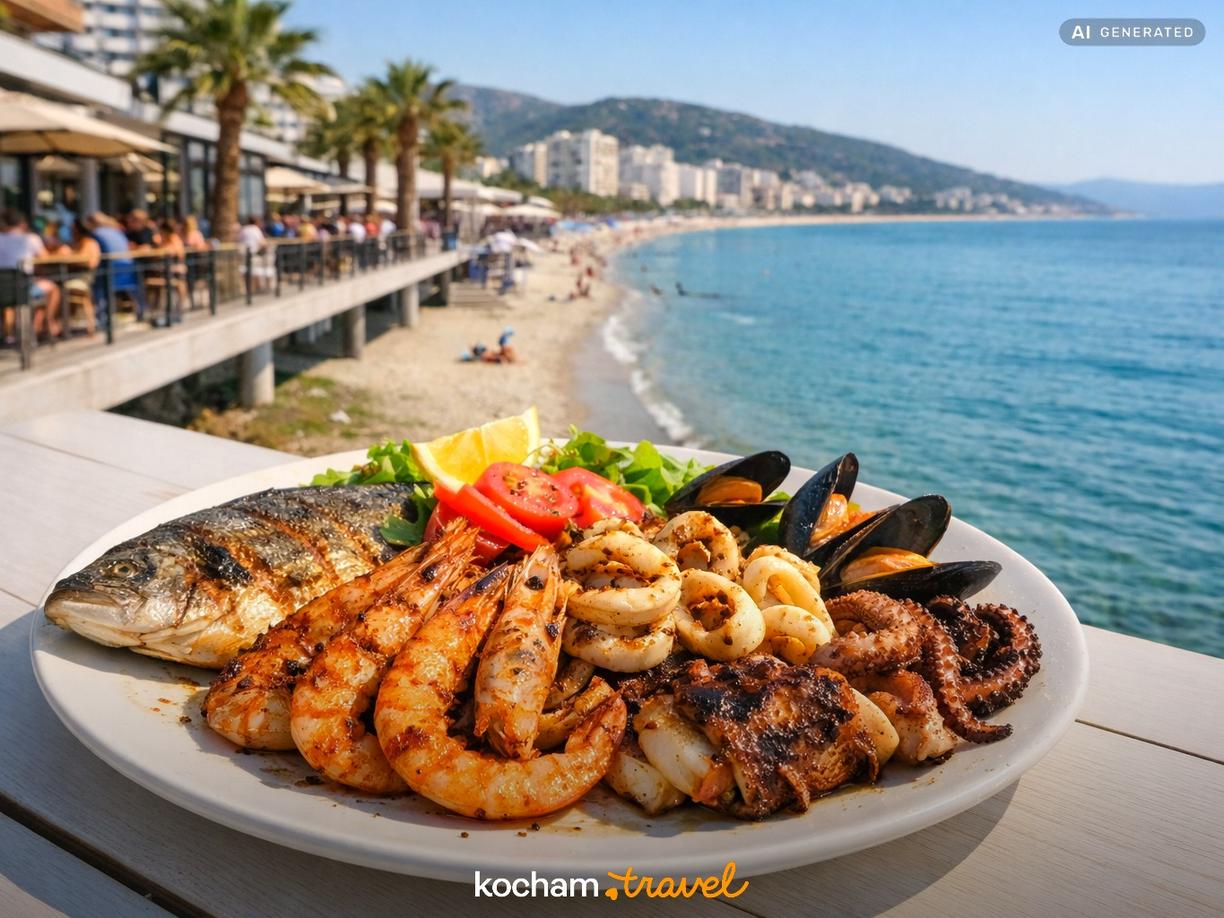 Owoce morza i nowoczesne restauracje na Lungomare w Vlora