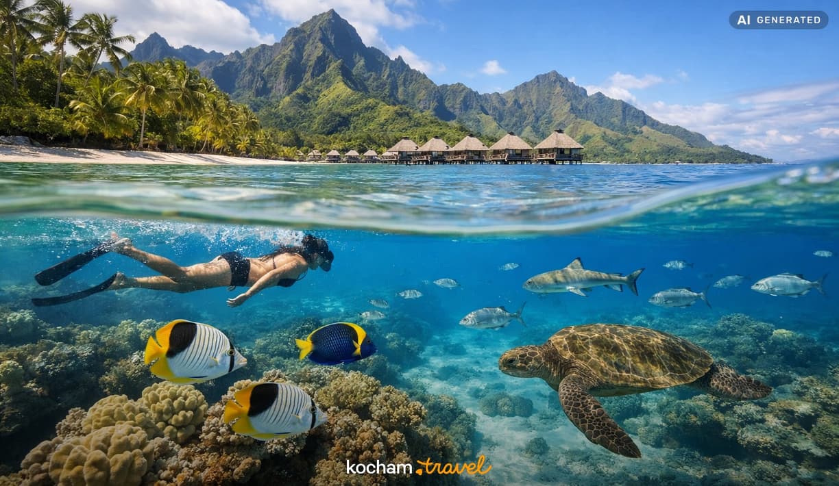 Ilustracja do tematu: Gotowy pomysł na urlop w Polinezji Francuskiej i odkrywanie podwodnego świata wyspy Moorea