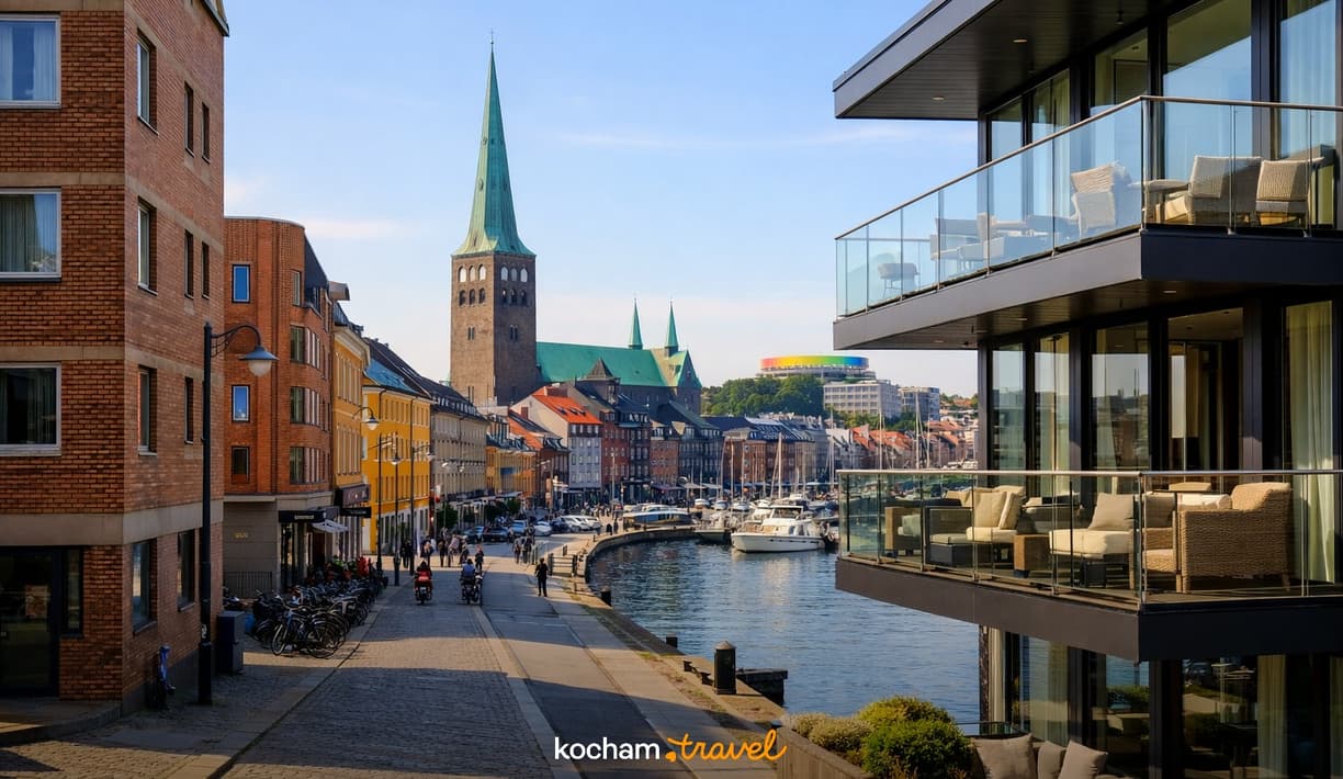 Ilustracja do tematu: Gdzie nocować w Aarhus w Danii? Hotele na każdą kieszeń: od budżetowych opcji po luksusowe apartamenty.