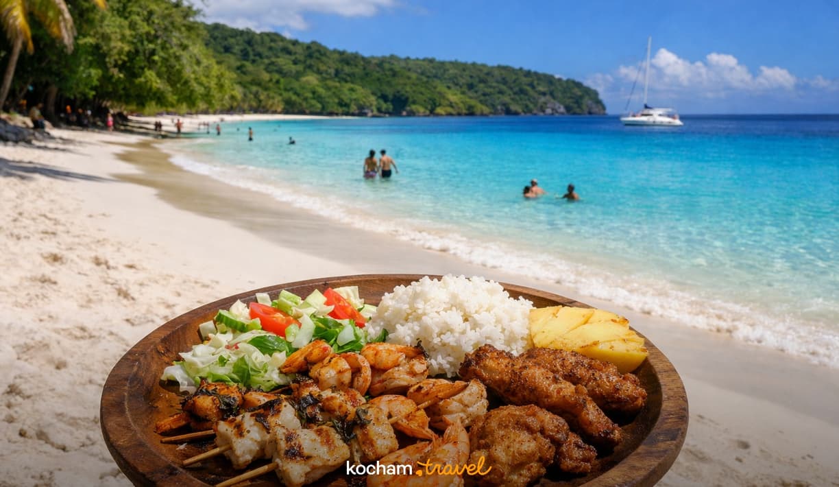 Ilustracja do tematu: Gotowy plan podróży: wyjazd do Vanuatu na Champagne Beach – idealny plan dnia z odpoczynkiem, jedzeniem i zwiedzaniem