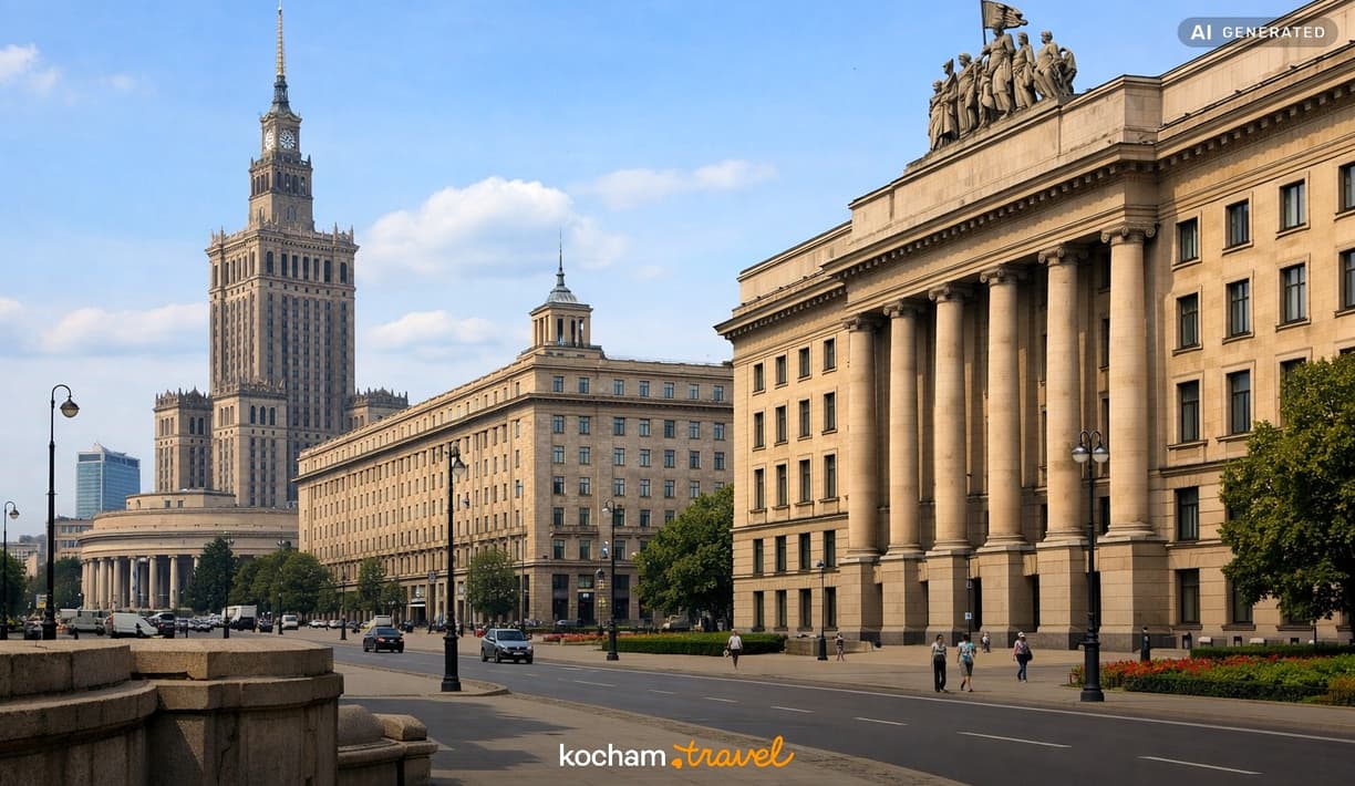 Ilustracja do tematu: Architektura socrealizmu w Warszawie: spacer śladami monumentalnych budowli Śródmieścia