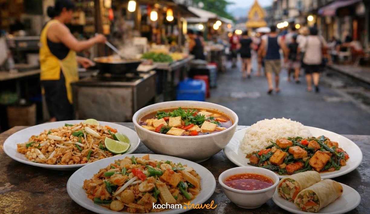 Ilustracja do tematu: Tajlandia. Wegetariański street food na Phuket: czy to możliwe? Odkrywamy roślinne wersje tajskich klasyków.