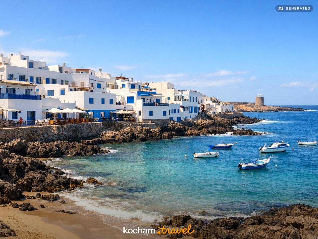 Urokliwe El Cotillo w blasku słońca w Fuerteventura