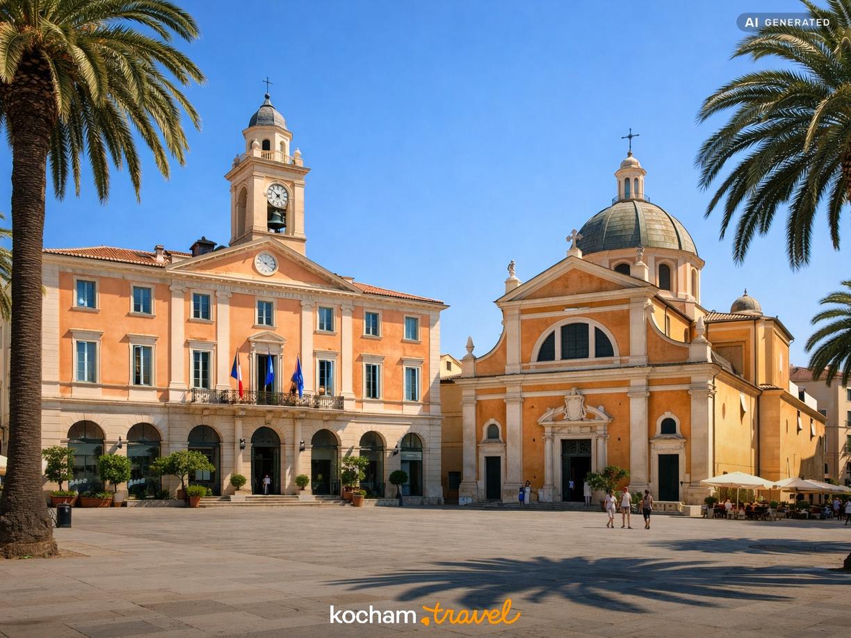 Historyczne serce miasta: Ratusz i Katedra w Ajaccio w Ajaccio