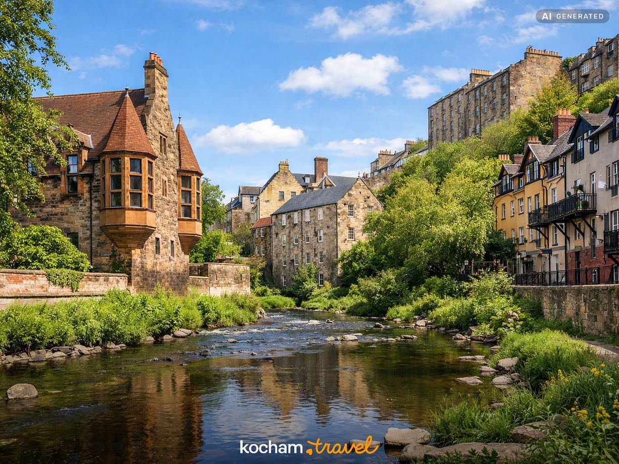 Popołudnie w malowniczym Dean Village i Stockbridge w Edynburg