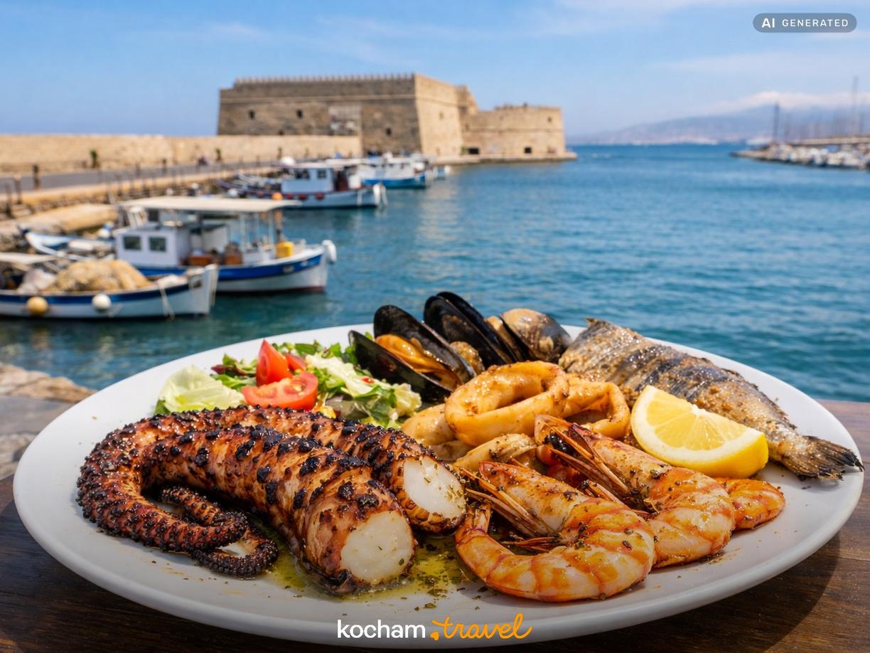 Owoce morza i ryby z kreteńskich wód w Heraklion