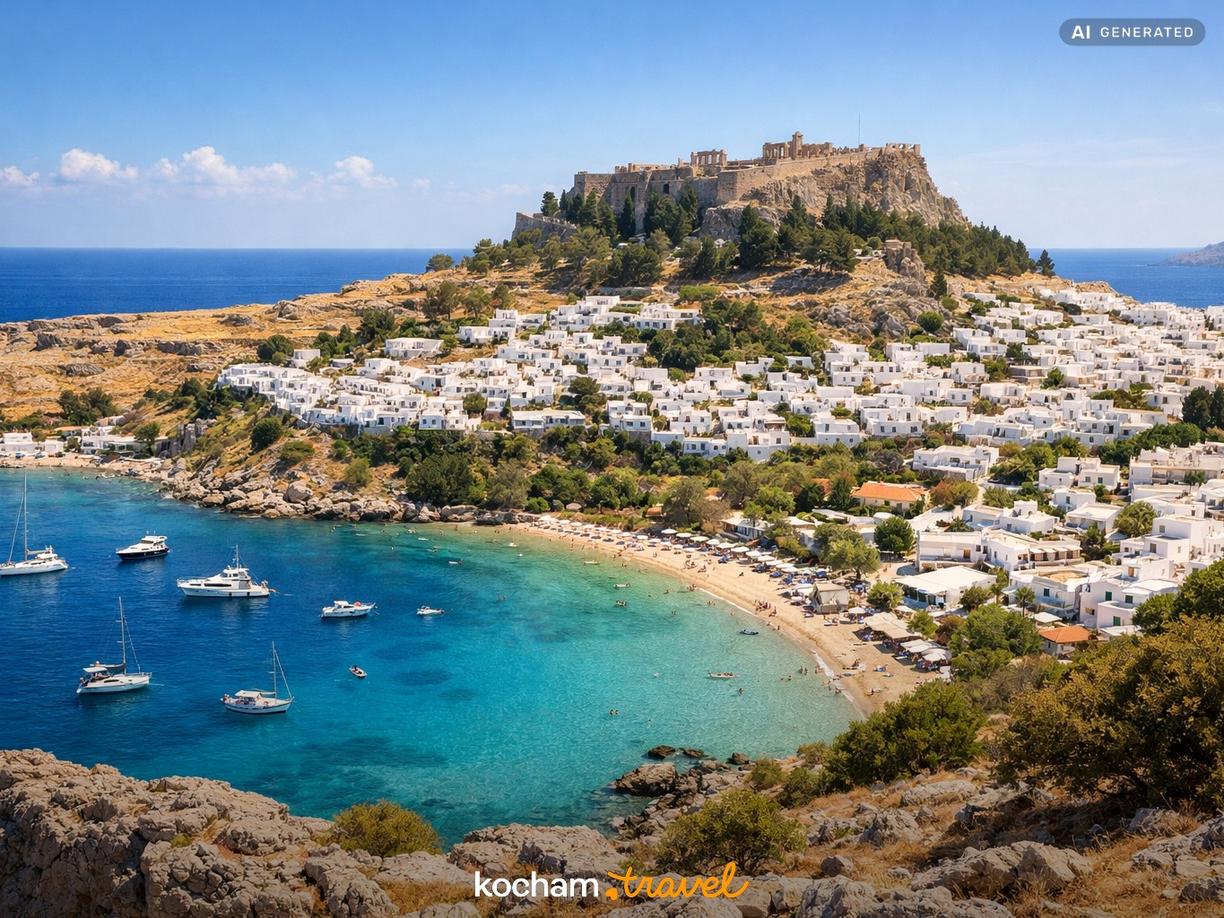 Lindos, czyli pocztówkowa panorama w Rodos
