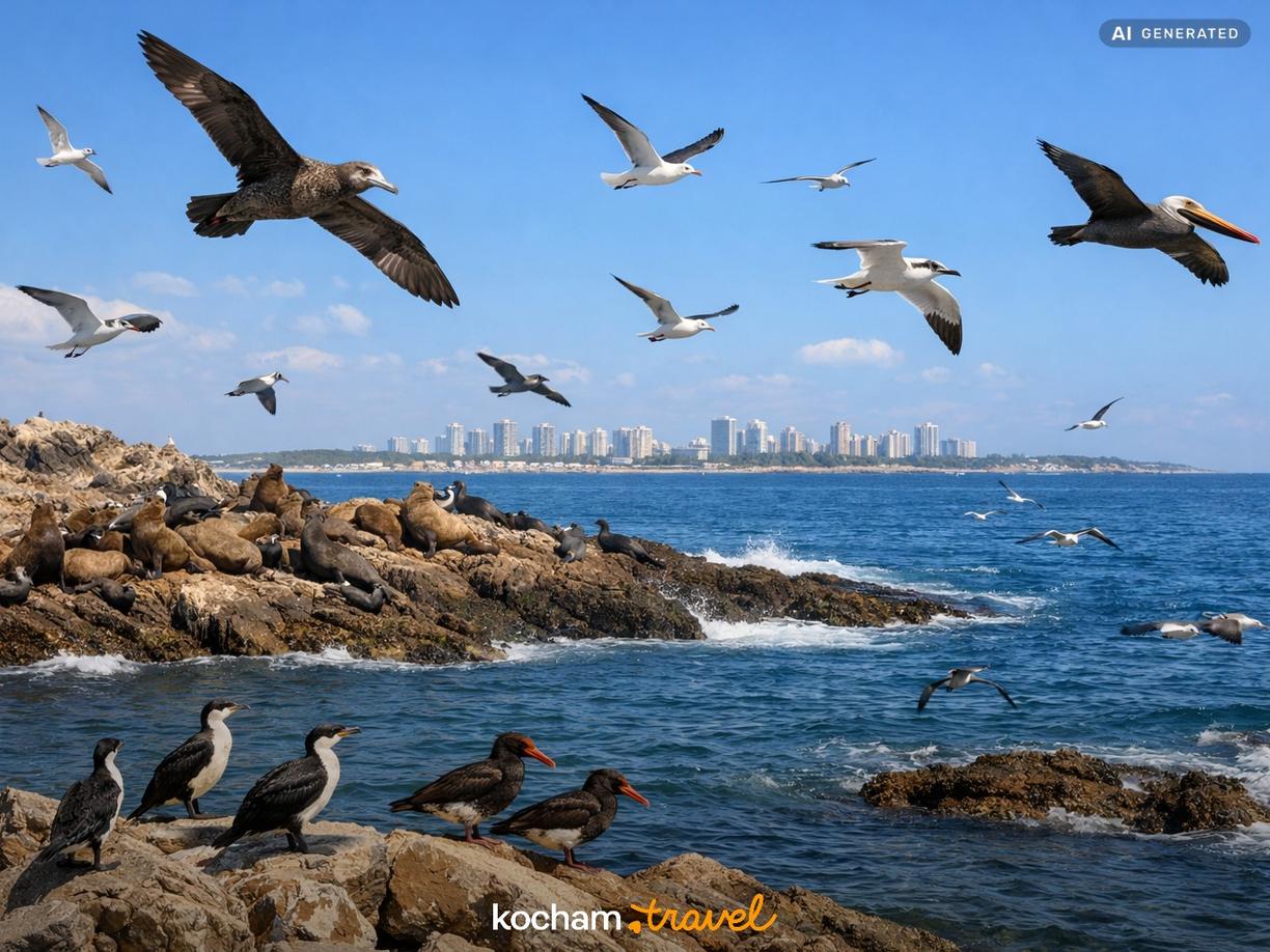 Bogactwo ptactwa morskiego i innych zwierząt w Punta del Este