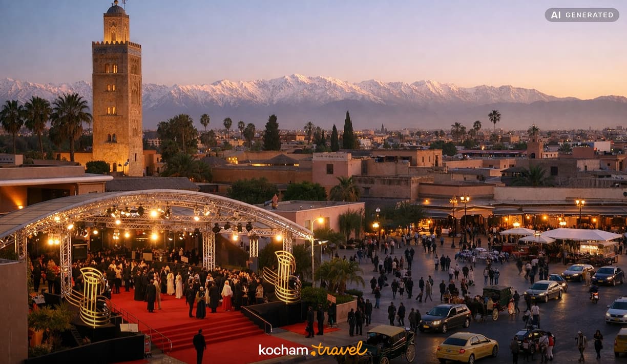 Ilustracja do tematu: Maroko. Międzynarodowy Festiwal Filmowy w Marrakeszu 2026: jak samemu zorganizować loty, wejściówki i poruszanie się po mieście