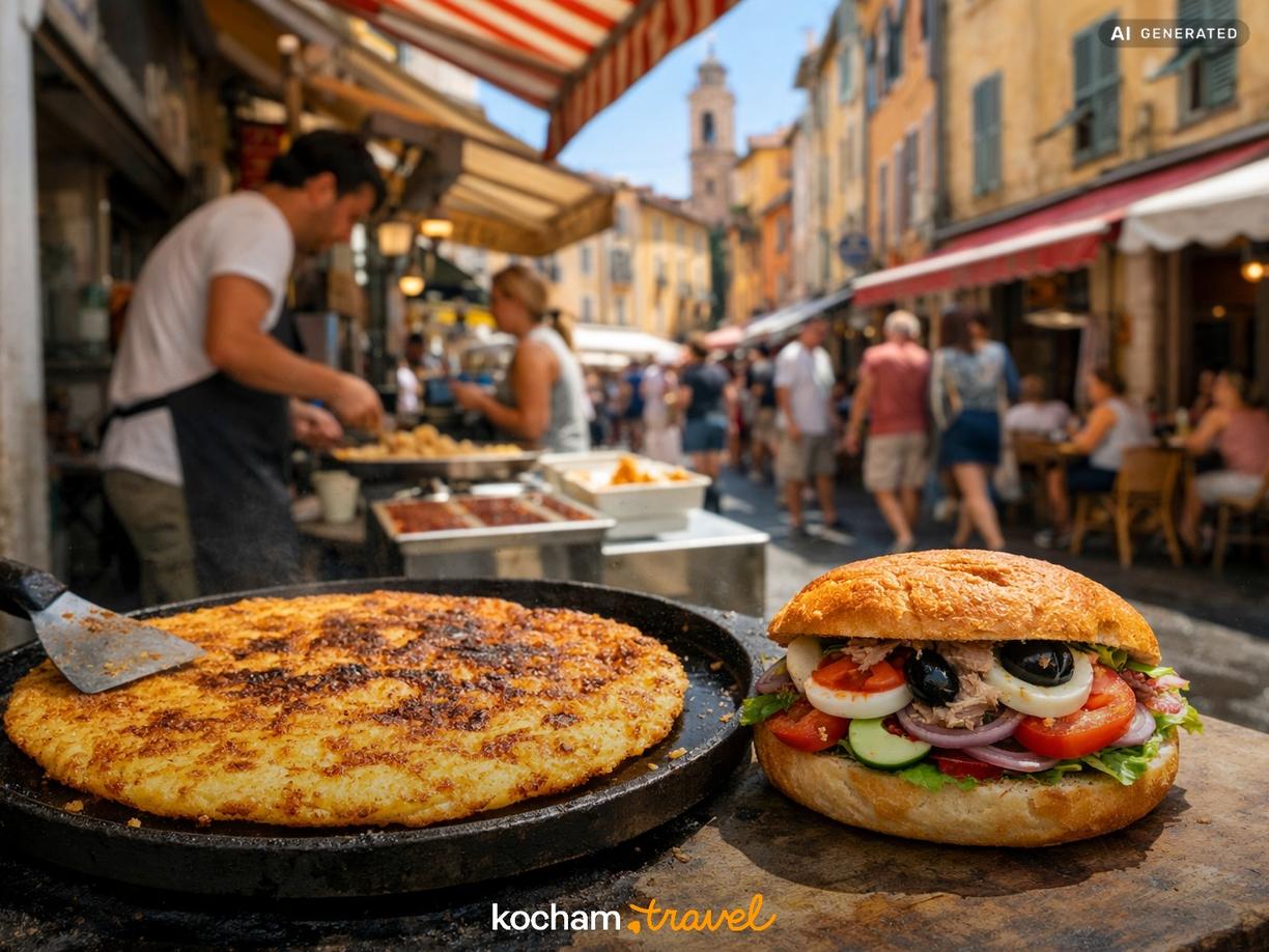 Nicejski Street Food: Socca i Pan Bagnat w Nicea