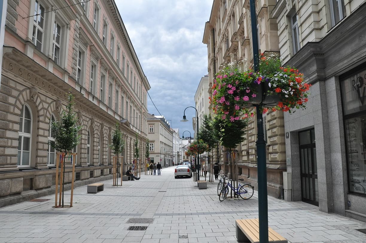 Widok z windy transcendence w Linz