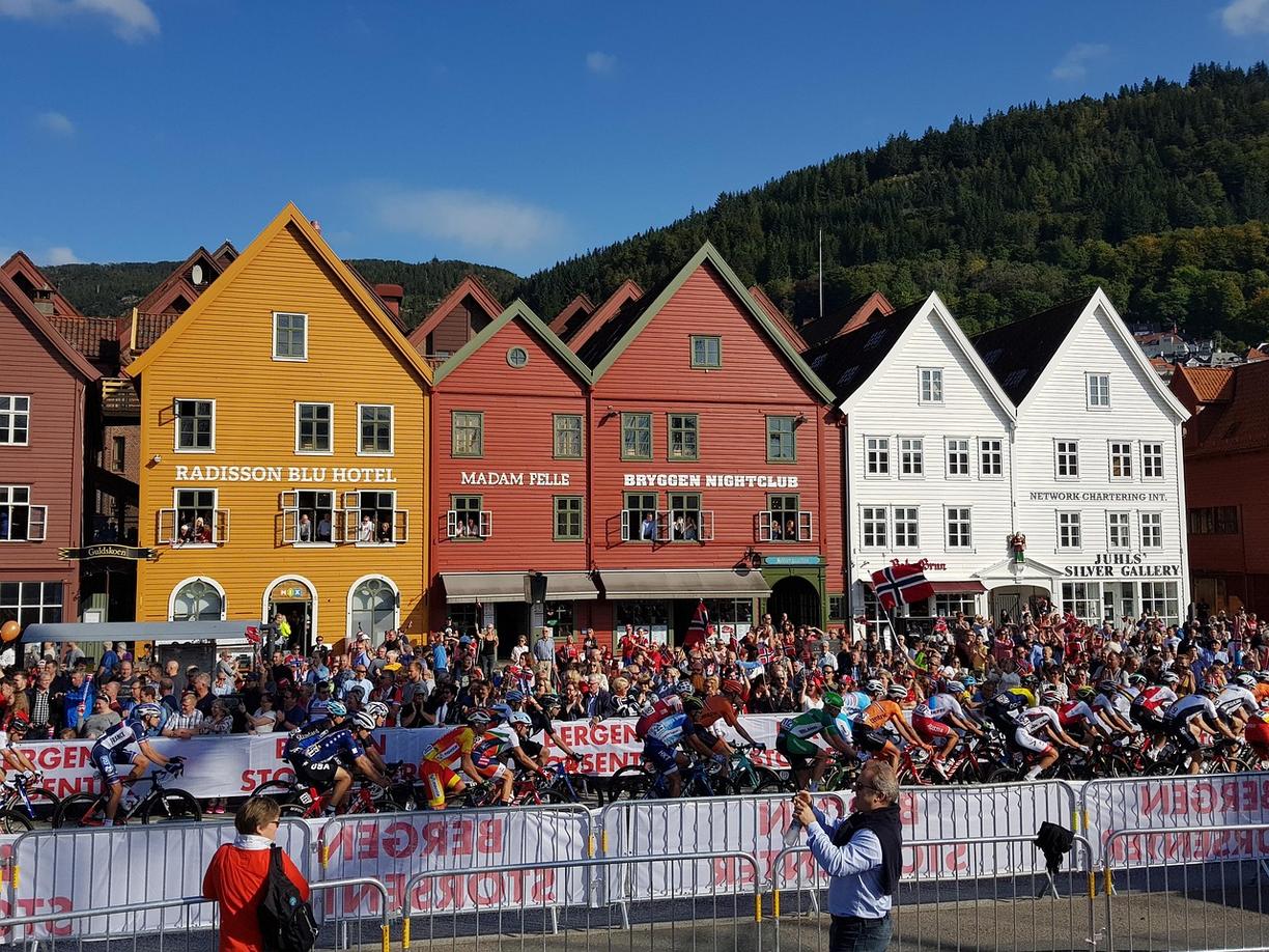 Widok na dzielnicę Bryggen w Bergen