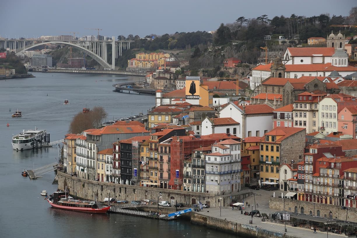 Wiosenny krajobraz Porto z kwiatami